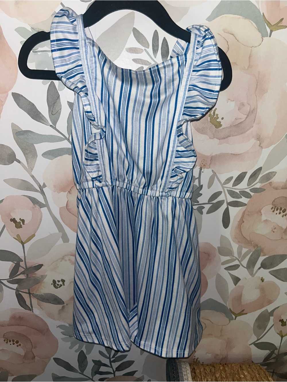 🌼2 for $5🌼 Blue & White Striped Ruffle Romper